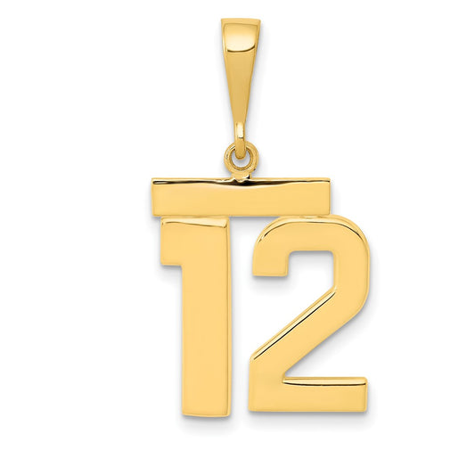 14k Yellow Gold Medium Polished Number 12 Charm