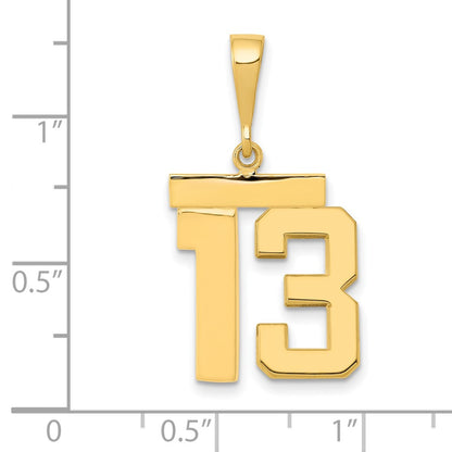 14k Yellow Gold Medium Polished Number 13 Charm