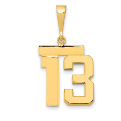 14k Yellow Gold Medium Polished Number 13 Charm