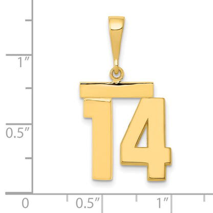 14k Yellow Gold Medium Polished Number 14 Charm