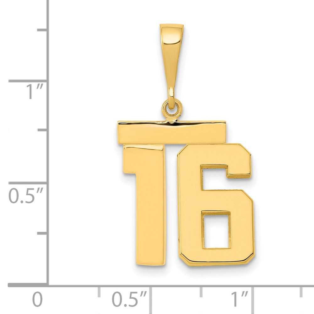 14k Yellow Gold Medium Polished Number 16 Charm