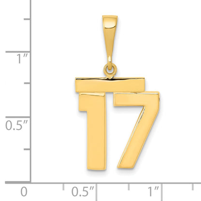 14k Yellow Gold Medium Polished Number 17 Charm