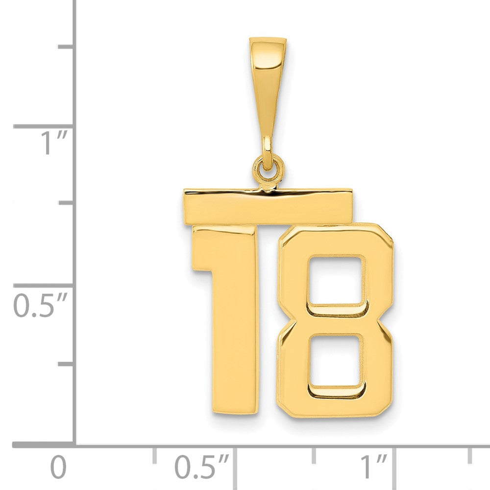 14k Yellow Gold Medium Polished Number 18 Charm