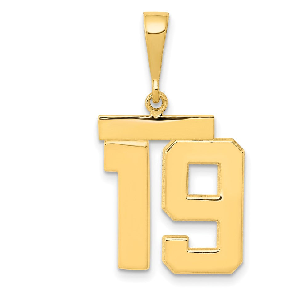 14k Yellow Gold Medium Polished Number 19 Charm