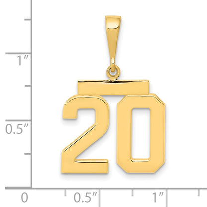 14k Yellow Gold Medium Polished Number 20 Charm