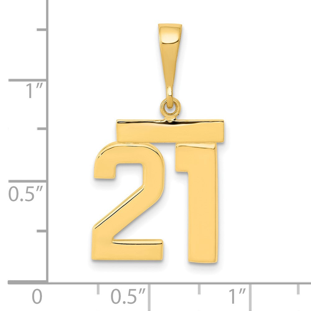 14k Yellow Gold Medium Polished Number 21 Charm