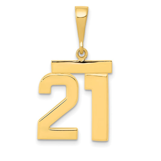14k Yellow Gold Medium Polished Number 21 Charm