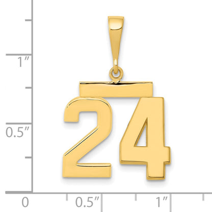14k Yellow Gold Medium Polished Number 24 Charm