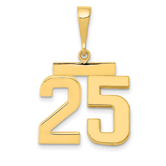 14k Yellow Gold Medium Polished Number 25 Charm