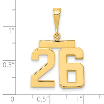 14k Yellow Gold Medium Polished Number 26 Charm