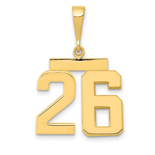 14k Yellow Gold Medium Polished Number 26 Charm