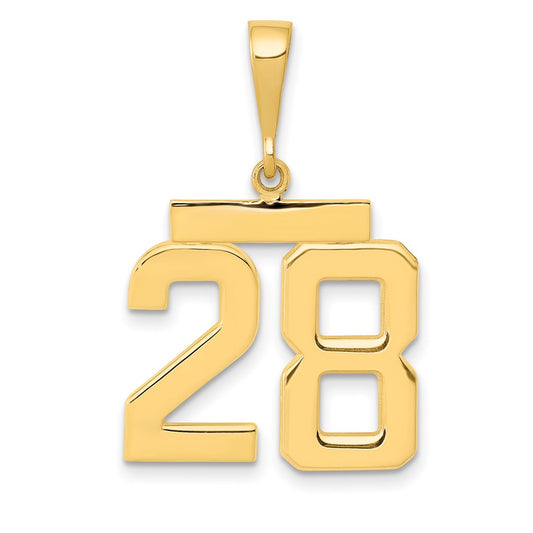 14k Yellow Gold Medium Polished Number 28 Charm