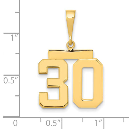 14k Yellow Gold Medium Polished Number 30 Charm