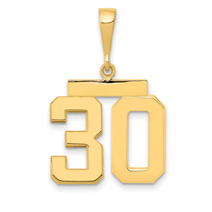 14k Yellow Gold Medium Polished Number 30 Charm