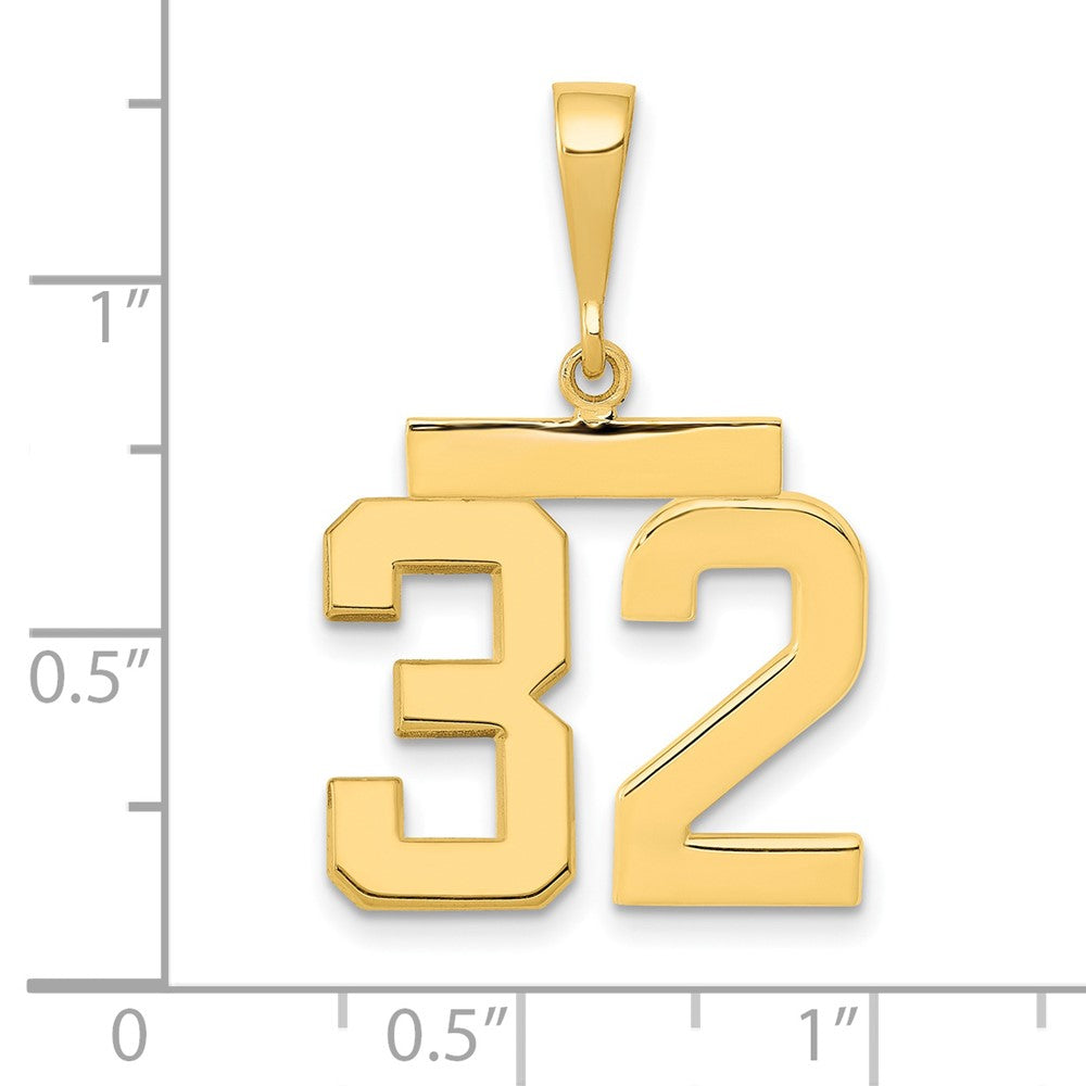 14k Yellow Gold Medium Polished Number 32 Charm