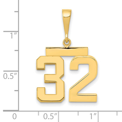 14k Yellow Gold Medium Polished Number 32 Charm