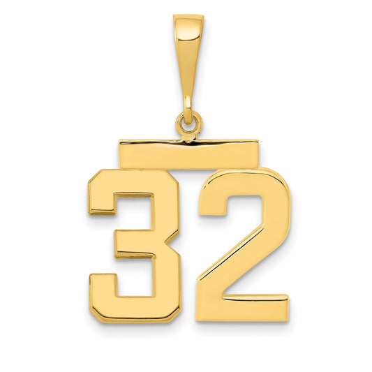 14k Yellow Gold Medium Polished Number 32 Charm