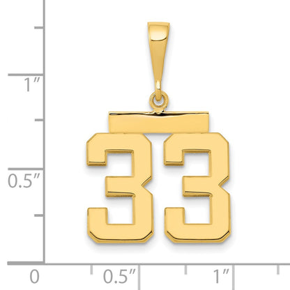 14k Yellow Gold Medium Polished Number 33 Charm