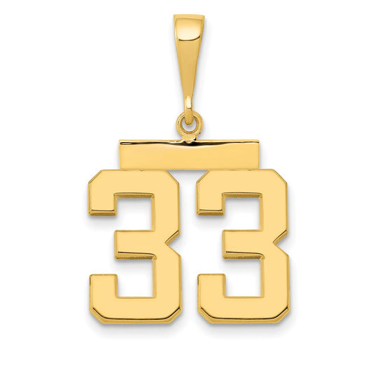 14k Yellow Gold Medium Polished Number 33 Charm