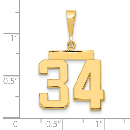 14k Yellow Gold Medium Polished Number 34 Charm