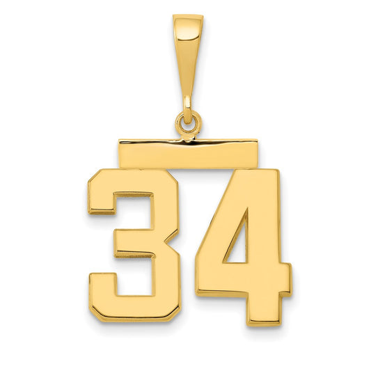 14k Yellow Gold Medium Polished Number 34 Charm