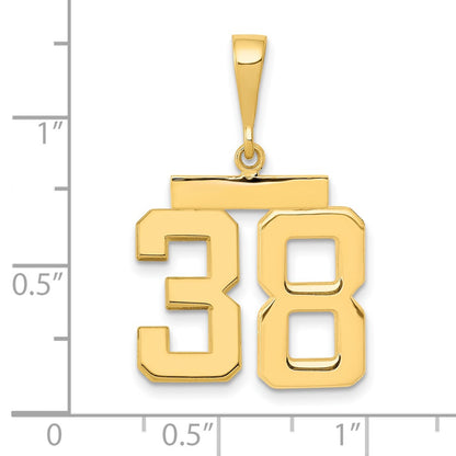 14k Yellow Gold Medium Polished Number 38 Charm