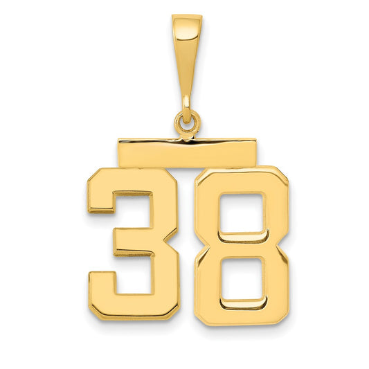 14k Yellow Gold Medium Polished Number 38 Charm