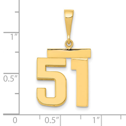 14k Yellow Gold Medium Polished Number 51 Charm