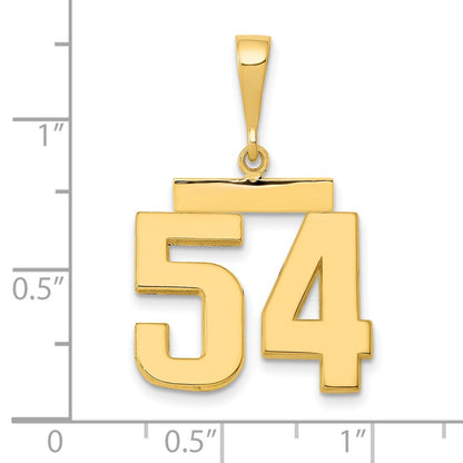 14k Yellow Gold Medium Polished Number 54 Charm