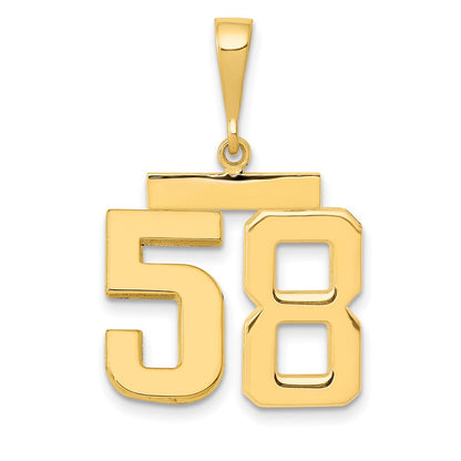 14k Yellow Gold Medium Polished Number 58 Charm