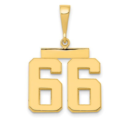 14k Yellow Gold Medium Polished Number 66 Charm