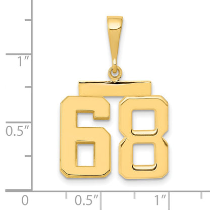 14k Yellow Gold Medium Polished Number 68 Charm