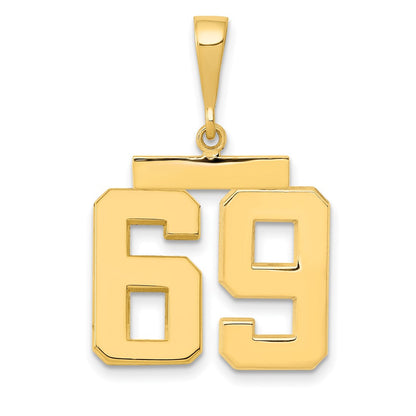 14k Yellow Gold Medium Polished Number 69 Charm