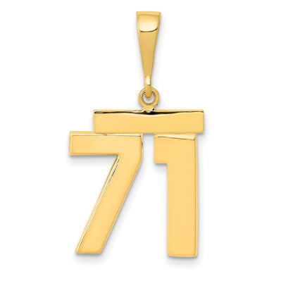 14k Yellow Gold Medium Polished Number 71 Charm