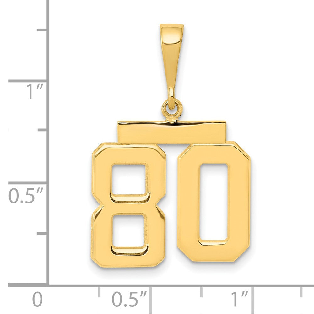 14k Yellow Gold Medium Polished Number 80 Charm