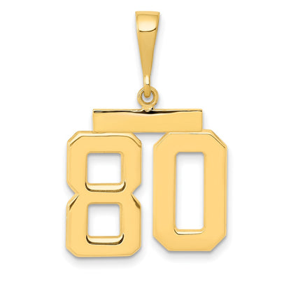 14k Yellow Gold Medium Polished Number 80 Charm