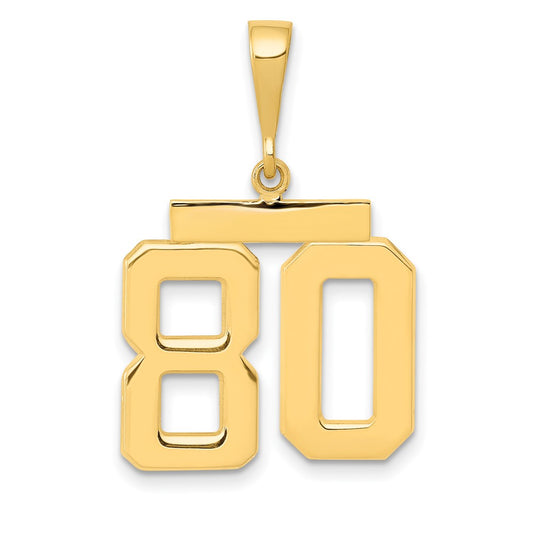 14k Yellow Gold Medium Polished Number 80 Charm