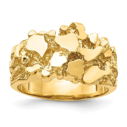 14k yellow gold mens nugget ring nr20