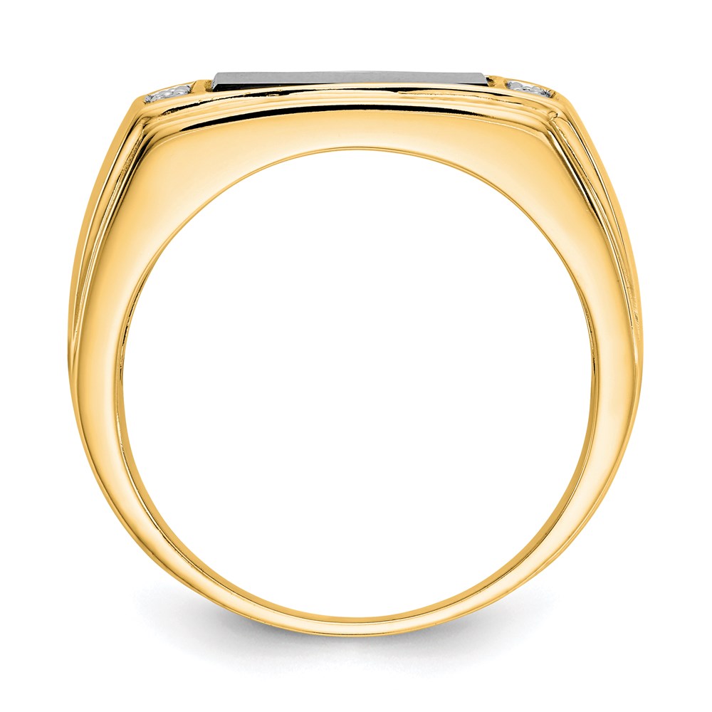 14k yellow gold onyx a quality real diamond mens ring or254a