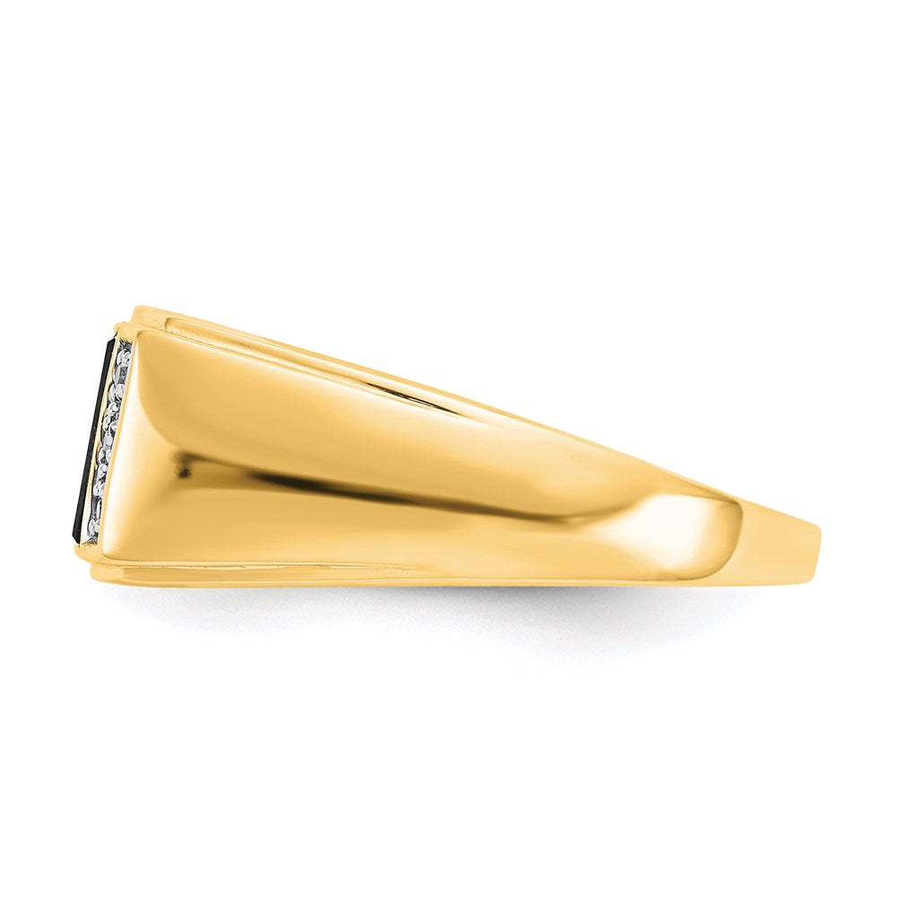 14k yellow gold onyx a quality real diamond mens ring or254a