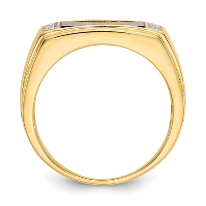 14k yellow gold tigers eye a quality real diamond mens ring or263a