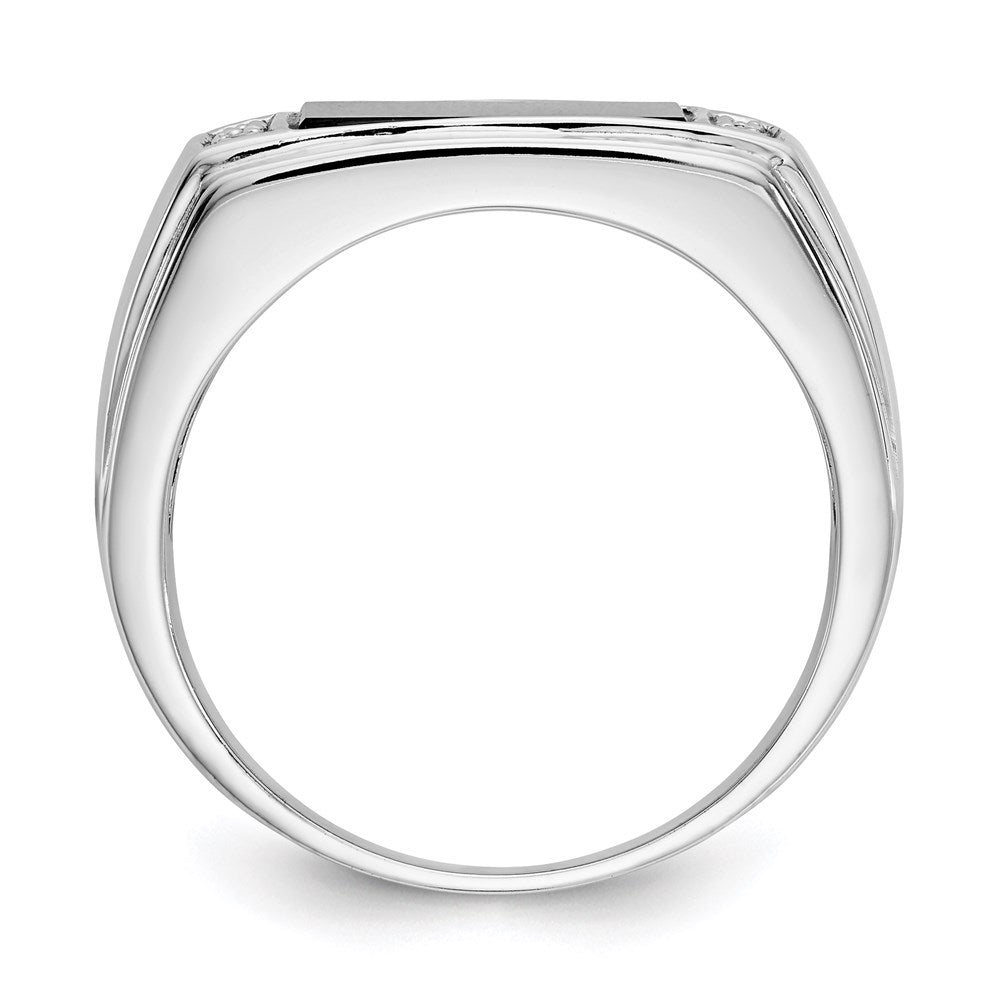 14k white gold onyx a quality real diamond mens ring orw46a