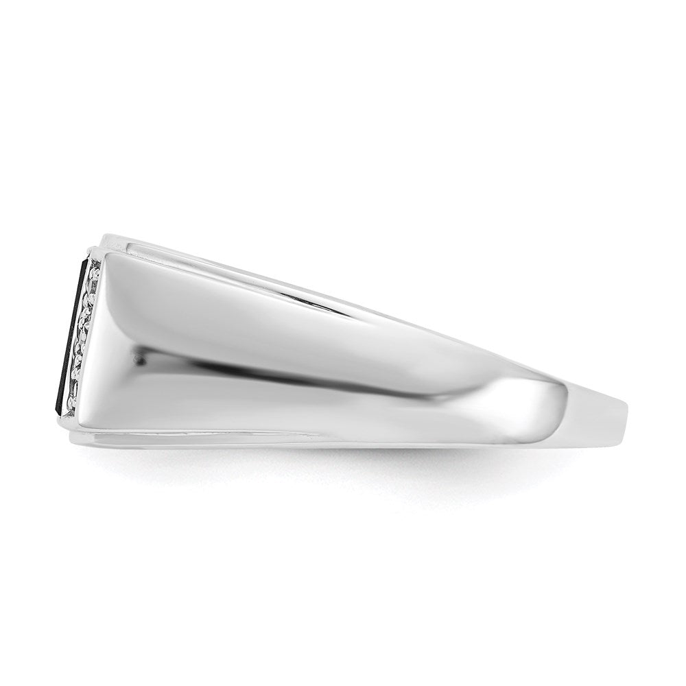 14k white gold onyx a quality real diamond mens ring orw46a