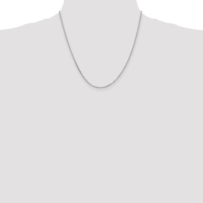 14K White Gold 20 inch 1.65mm Diamond-cut Cable with Lobster Clasp Chain Necklace