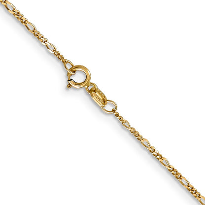 14K Yellow Gold 13 inch 1.25mm Flat Figaro with Spring Pendant Ring Pendant Children Necklace Chain Necklace