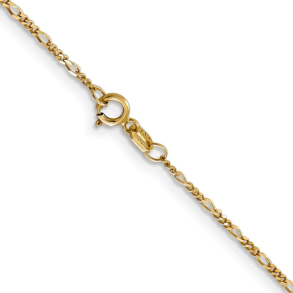 14K Yellow Gold 13 inch 1.25mm Flat Figaro with Spring Pendant Ring Pendant Children Necklace Chain Necklace