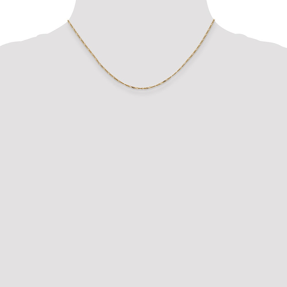 14K Yellow Gold 16 inch 1.25mm Flat Figaro with Spring Pendant Ring Pendant Chain Necklace