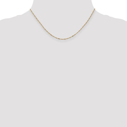 14K Yellow Gold 16 inch 1.25mm Flat Figaro with Spring Pendant Ring Pendant Chain Necklace