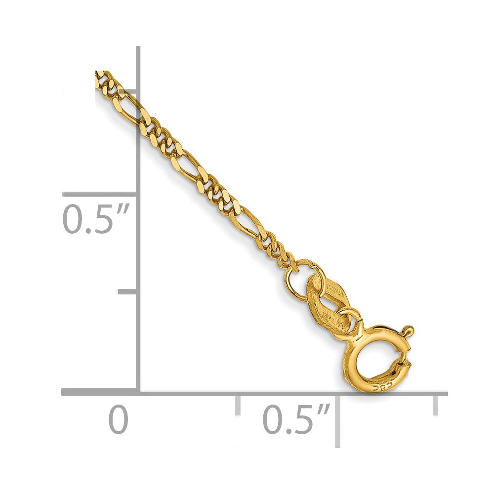 14K Yellow Gold 6 inch 1.25mm Flat Figaro with Spring Pendant Ring Pendant Bracelet