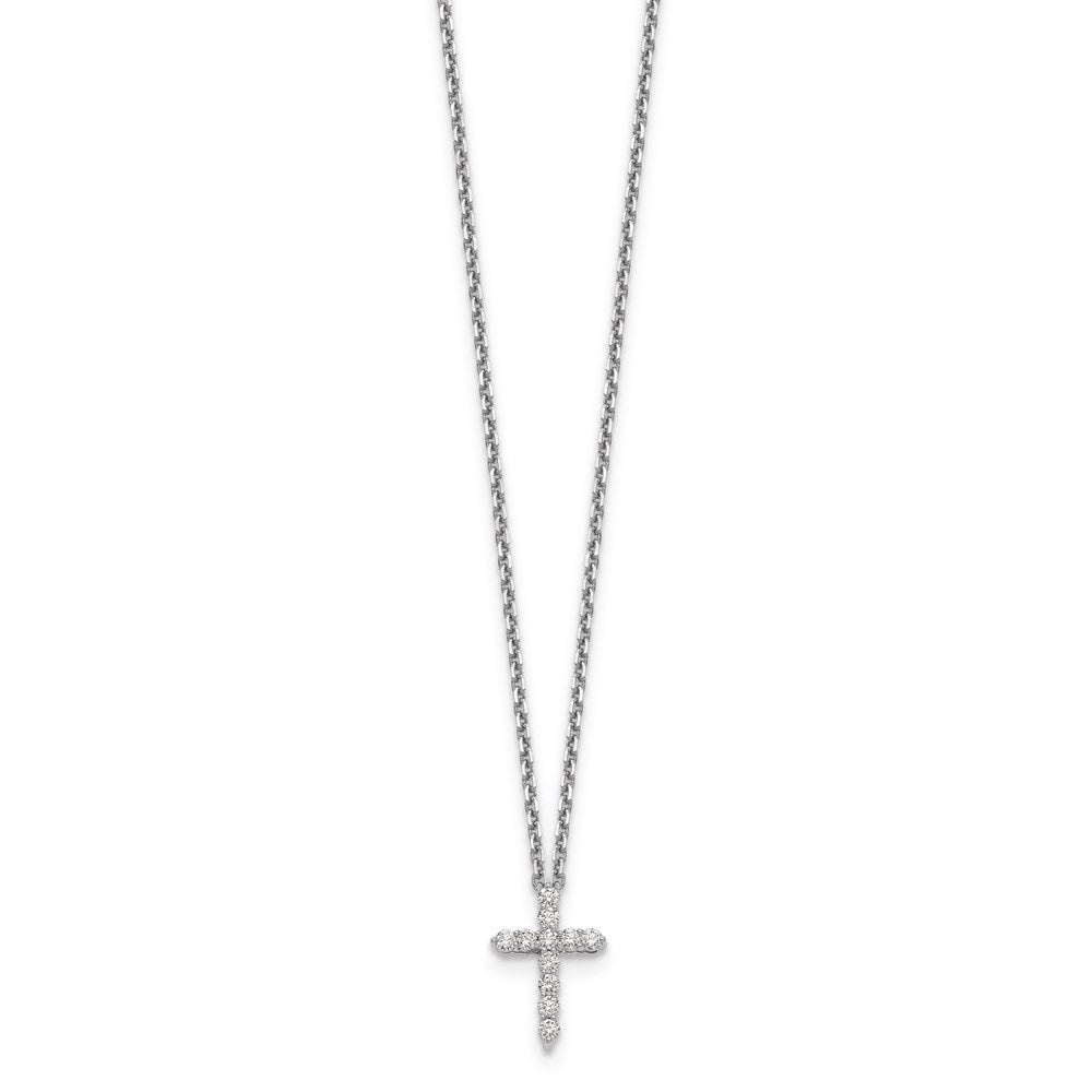 14k white gold real diamond cross 18 inch necklace pm1000 025 waa